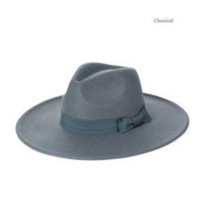 Flat Brim Fedora Hat - Charcoal